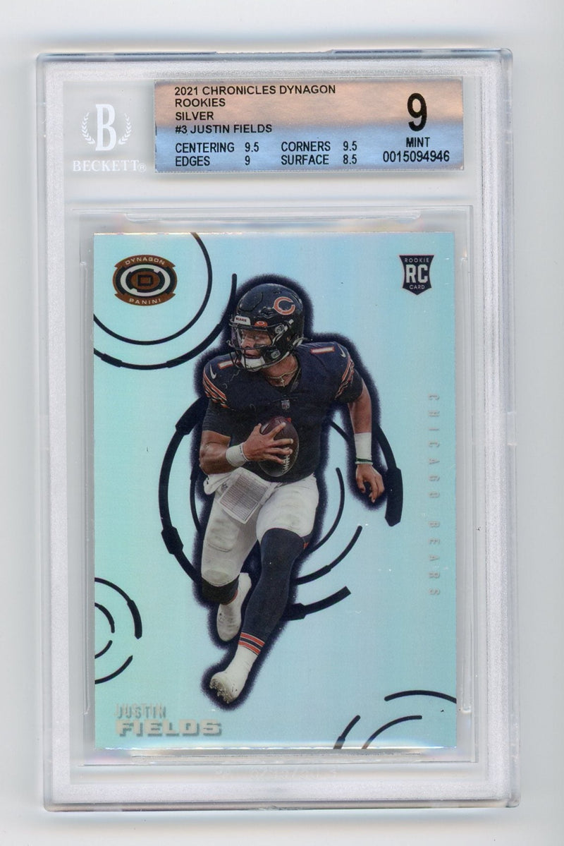 Justin Fields 2021 Panini Chronicles Dynagon silver prizm rookie card BGS 9