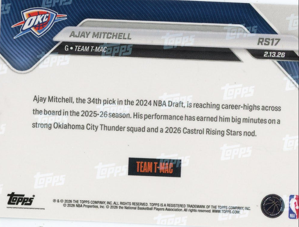 Ajay Mitchell 2026 Topps NOW Rising Stars #RS17
