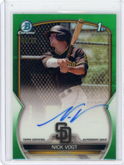 Nick Vogt 2023 1st Bowman Green Refractor autograph #'d 68/99