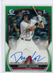 Dominic Canzone 2023 1st Bowman Green Refractor autograph #'d 23/99