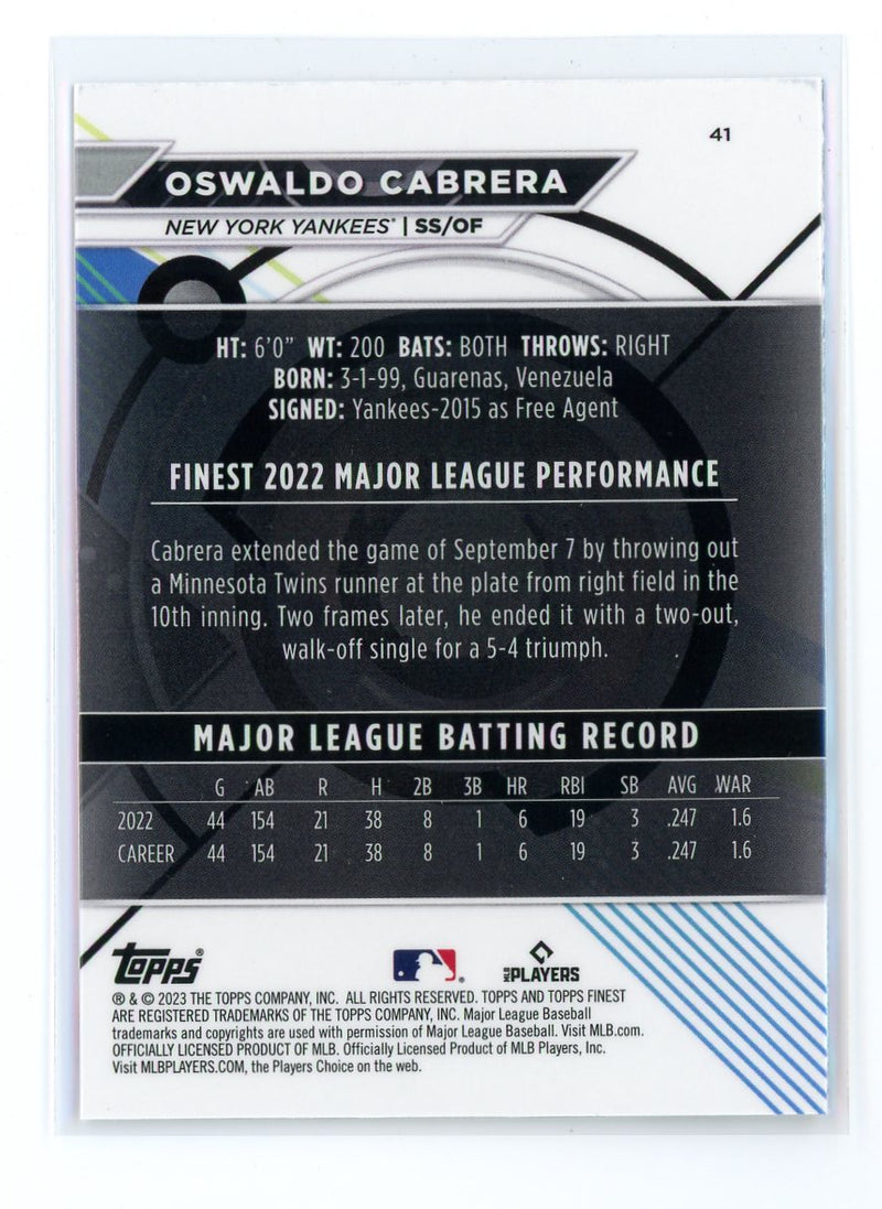 Oswaldo Cabrera 2023 Finest Rookie Card