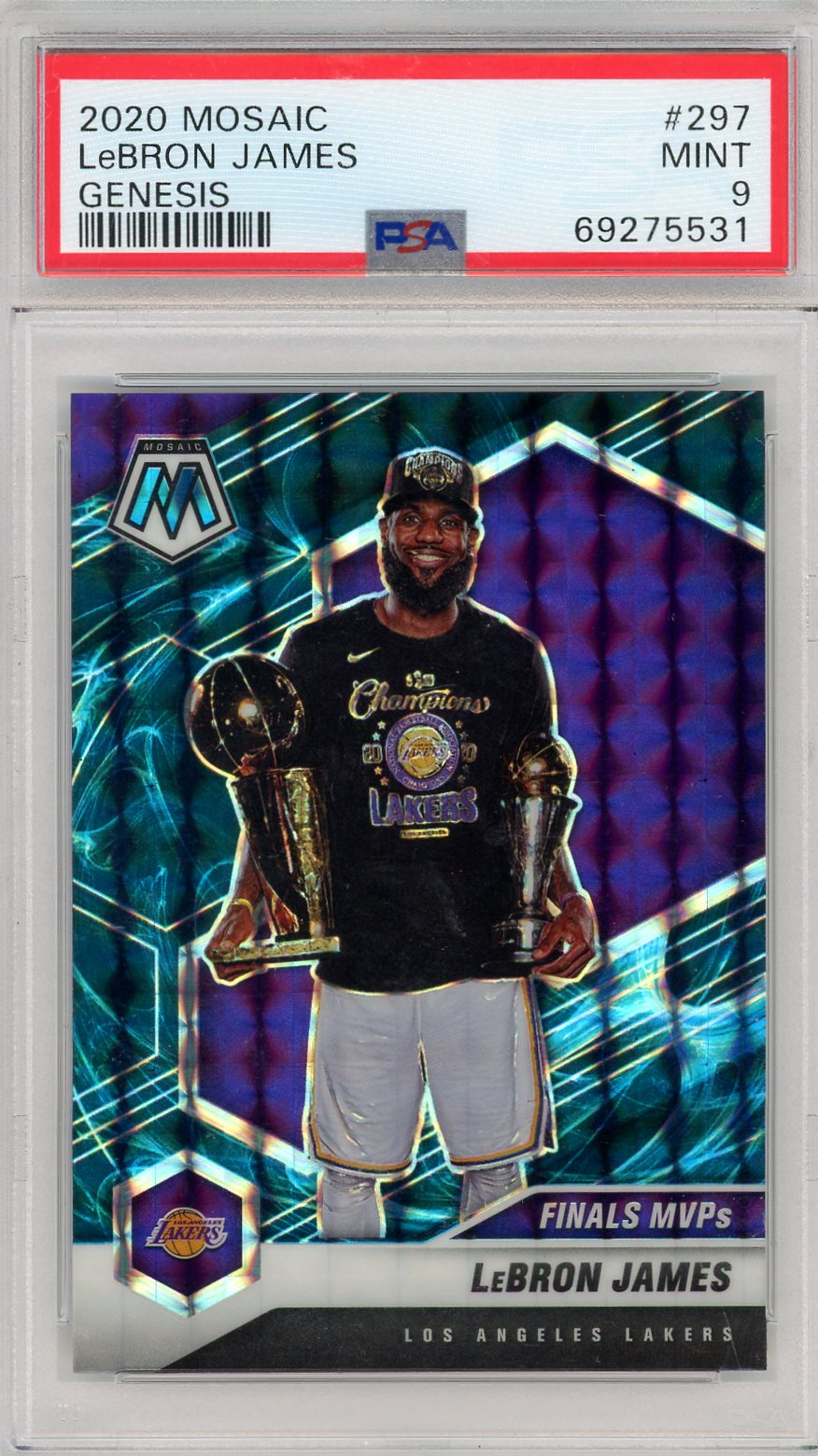 LeBron James 2020 Mosaic "Finals MVP" Genesis #297 PSA 9