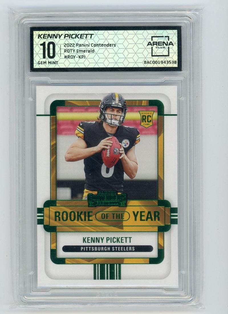 Kenny Pickett 2022 Panini Contenders Rookie of the Year emerald rookie card ARENA 10
