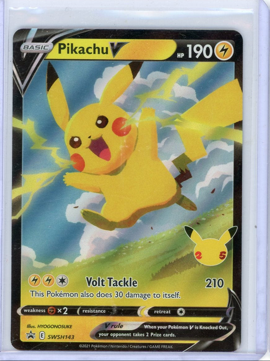 Pikachu V 2021 Pokémon Celebrations Black Star Promo SWSH143