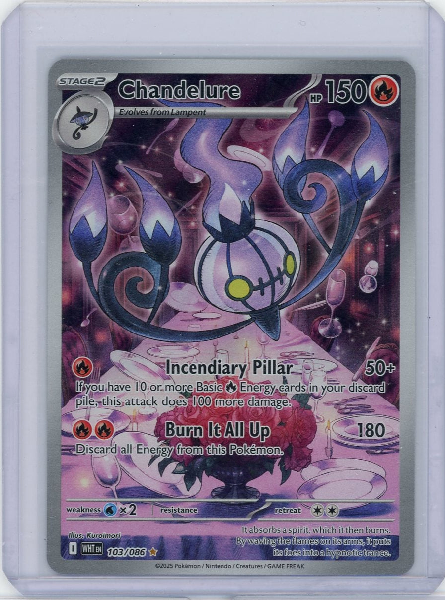 Chandelure 2025 Pokemon White Flare Illustration rare holo #103/086