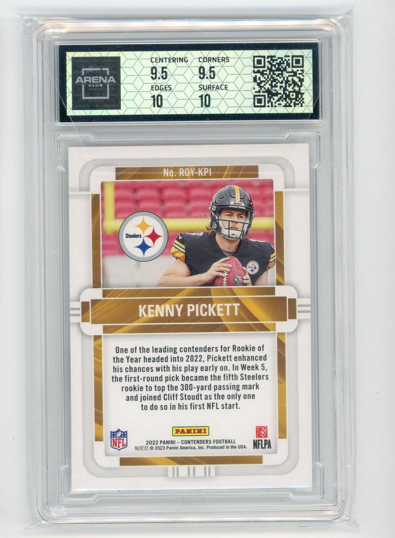 Kenny Pickett 2022 Panini Contenders Rookie of the Year emerald rookie card ARENA 10