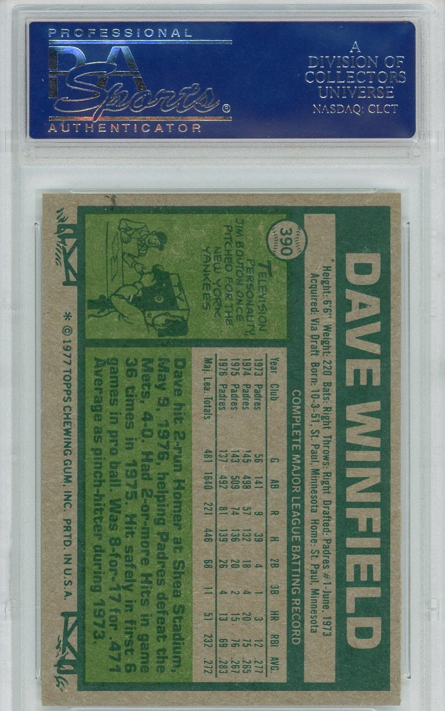Dave Winfield 1977 Topps #390 PSA 8