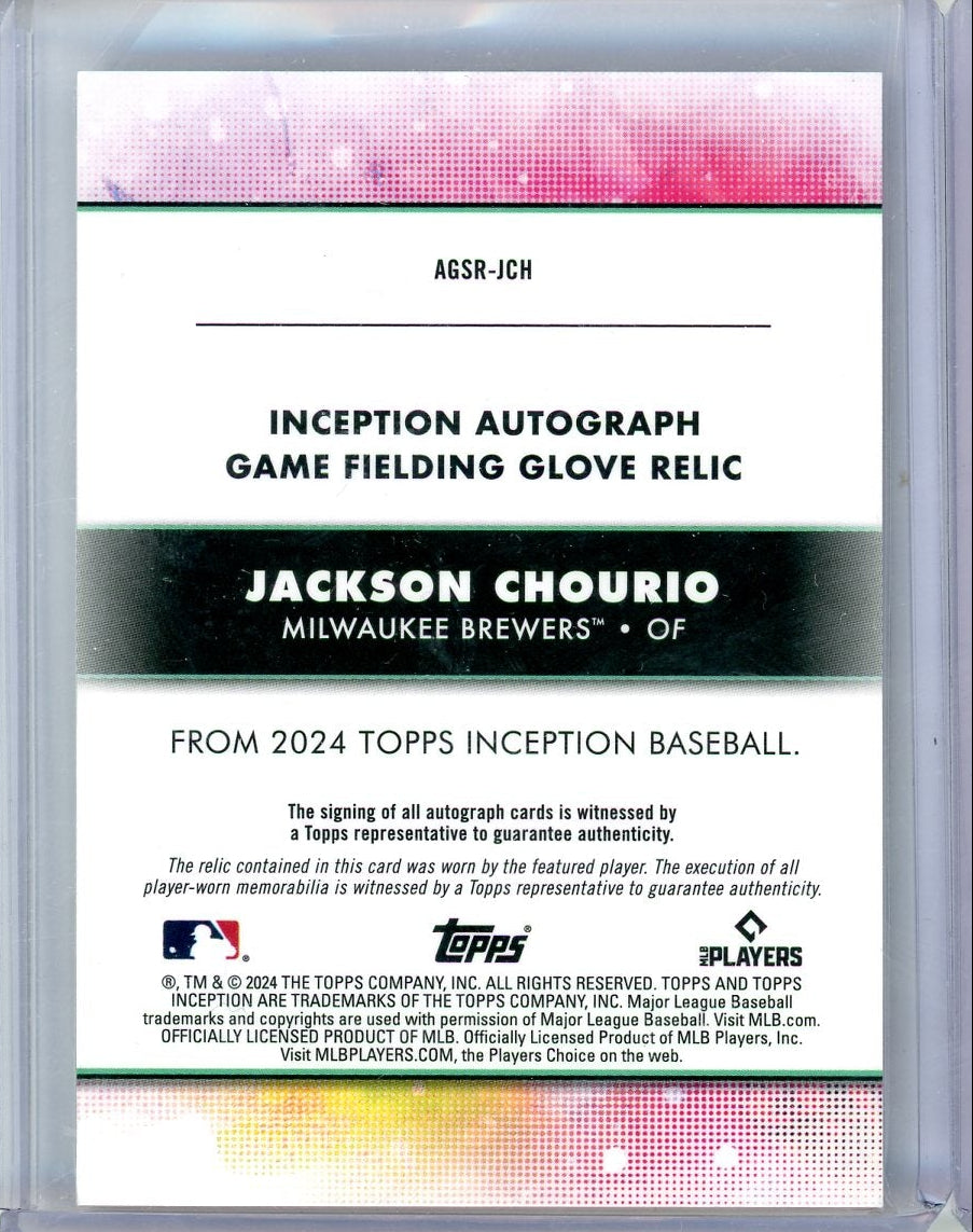 Jackson Chourio 2024 Topps Inception Game Field Glove Relic Autograph #'d 19/25