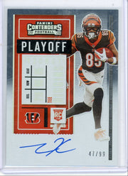Tee Higgins 2020 Panini Contenders Playoff Ticket autograph rookie card #'d 47/99