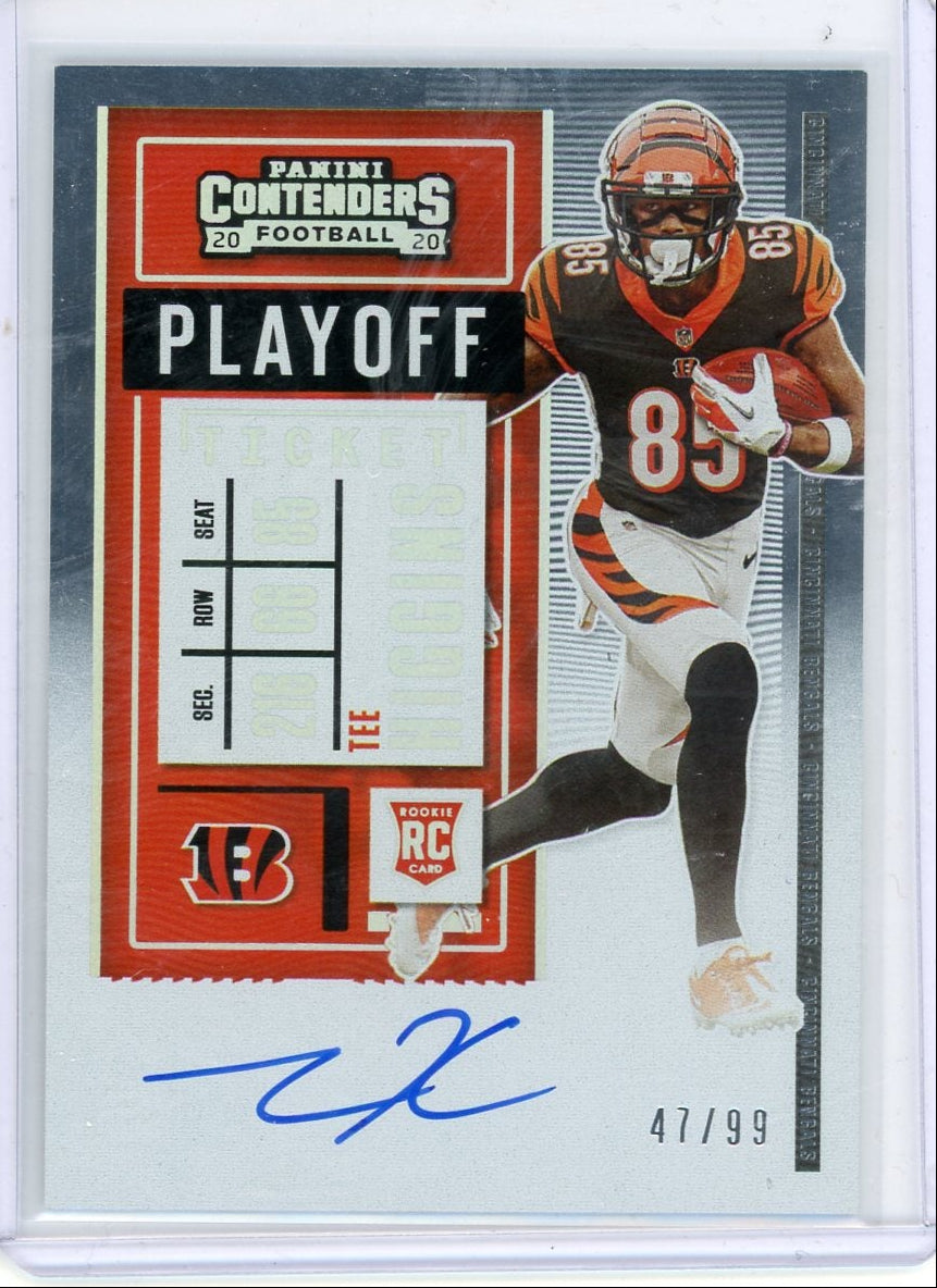 Tee Higgins 2020 Panini Contenders Playoff Ticket autograph rookie card #'d 47/99
