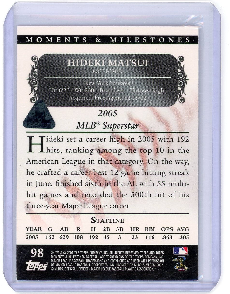 Hideki Matsui 2007 Topps Moments & Milestones red #'d 1/1