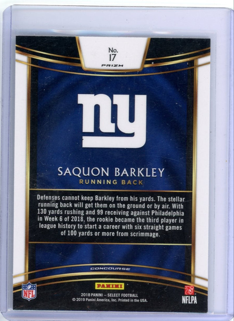 Saquon Barkley 2018 Panini Select silver prizm rookie card