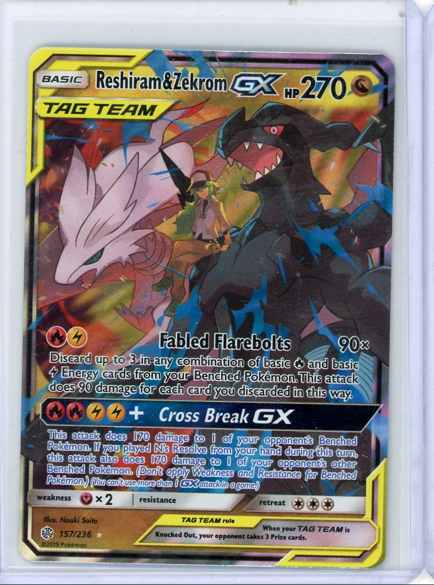 Reshiram & Zekrom GX Tag Team 2019 Pokemon Cosmic Eclipse #157/236
