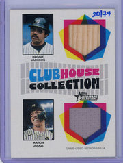 Reggie Jackson Aaron Judge 2026 Topps Clubhouse Collection game-used dual relic #'d 20/77