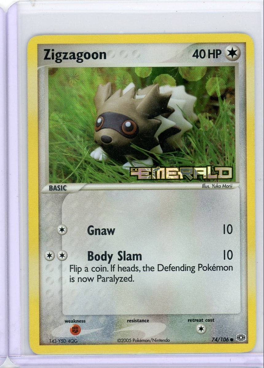 Zigzagoon Pokémon Ex Emerald Reverse Holo #74/106