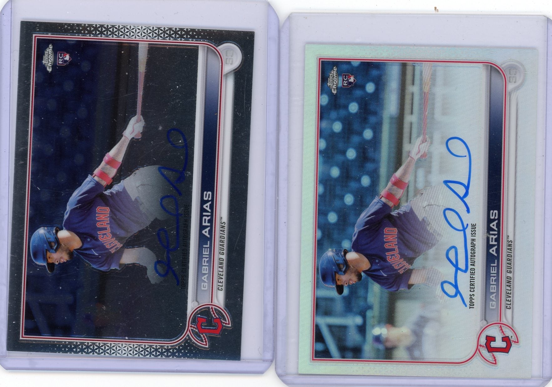 Gabriel Arias 2022 Topps Chrome 2x autograph lot (base + ref. /499)