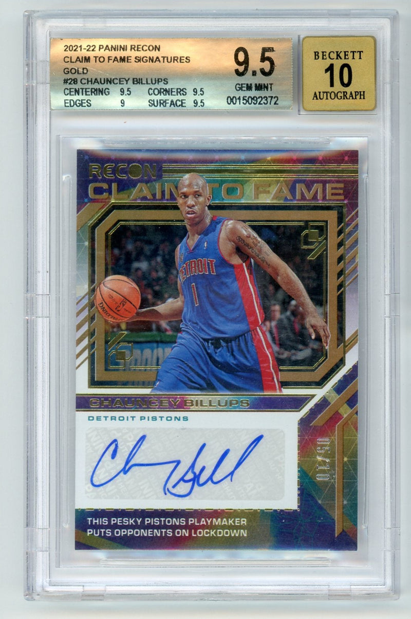 Chauncey Billups 2021-22 Panini Recon Claim to Fame auto gold 