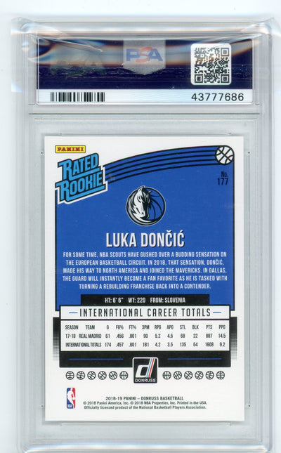 Luka Doncic 2018 Donruss Press Proof Purple Rookie Card #'d 092/199 PSA 9