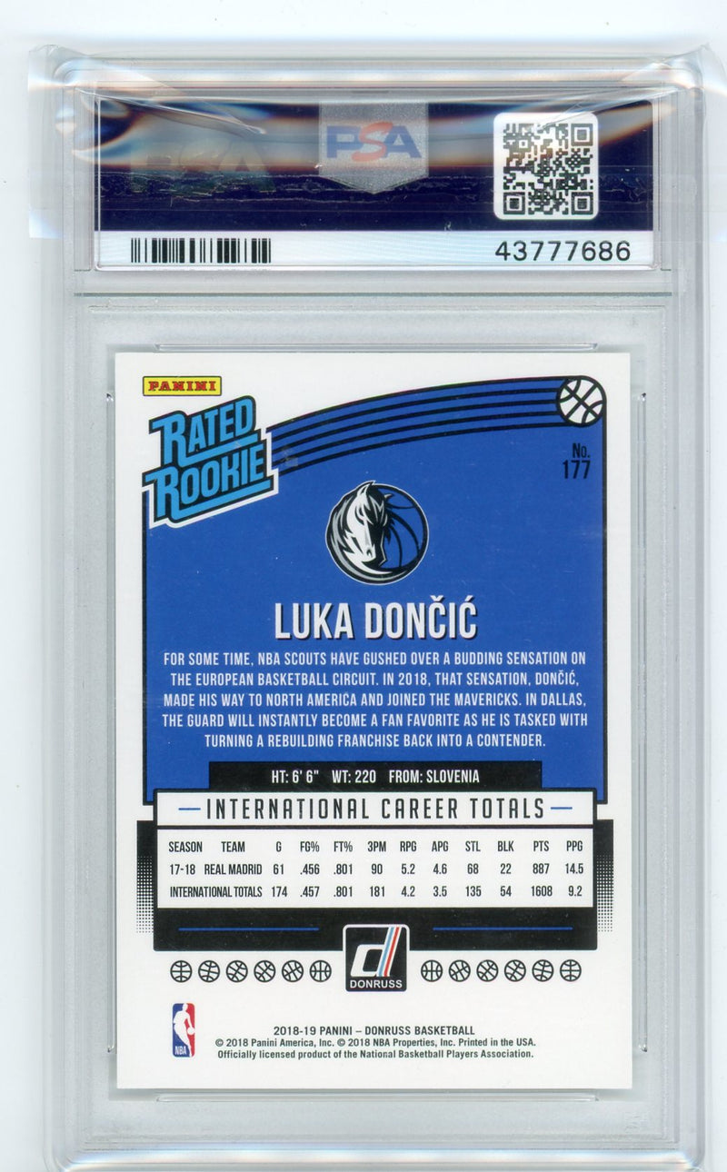 Luka Doncic 2018 Donruss Press Proof Purple Rookie Card 
