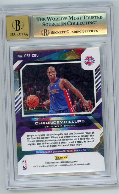 Chauncey Billups 2021-22 Panini Recon Claim to Fame auto gold #'d 05/10 BGS 9.5 AUTO 10