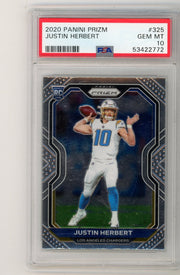 Justin Herbert 2020 Panini Prizm rookie card PSA 10