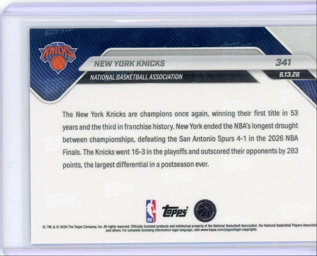 New York Knicks 2026 Topps Now Job Finished #341