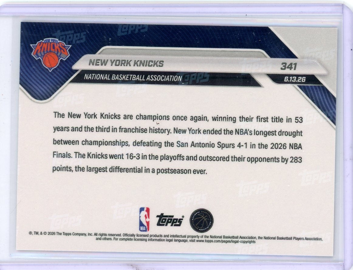 New York Knicks 2026 Topps Now Job Finished #341 Orange #'d 12/25