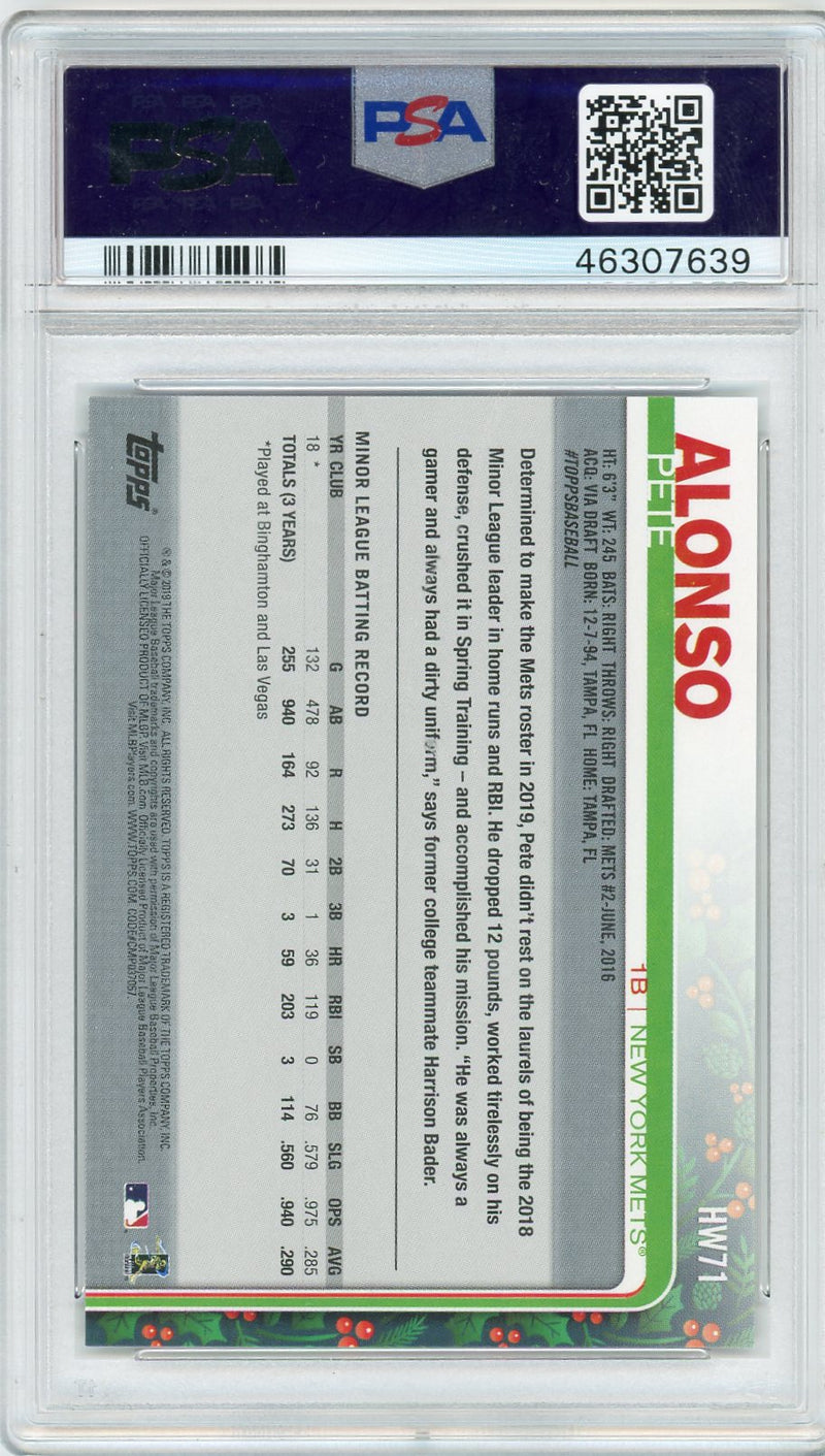 Pete Alonso 2019 Topps Holiday rookie card PSA 9