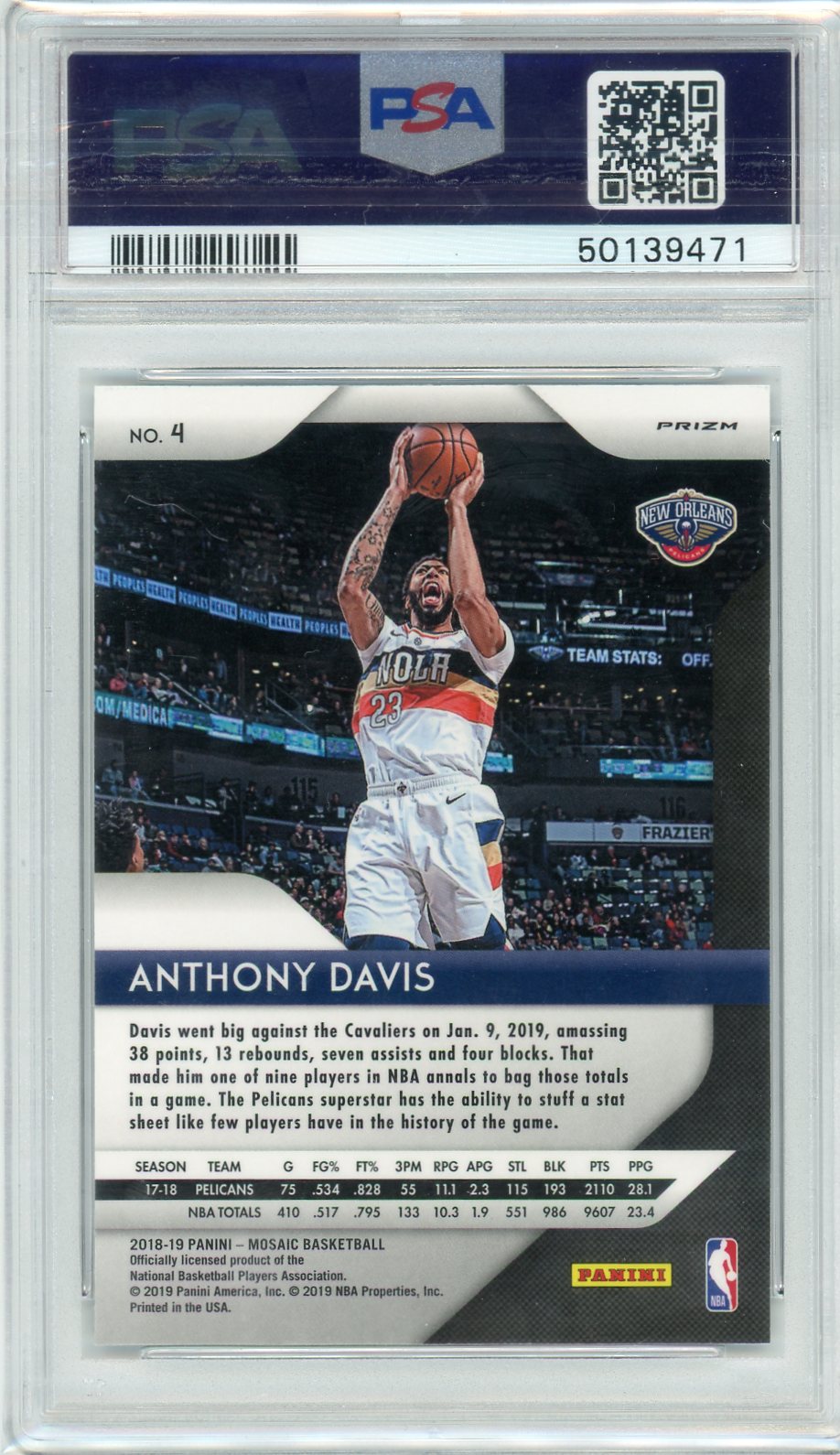 Anthony Davis 2018 Panini Prizm Mosaic Prizm PSA 10