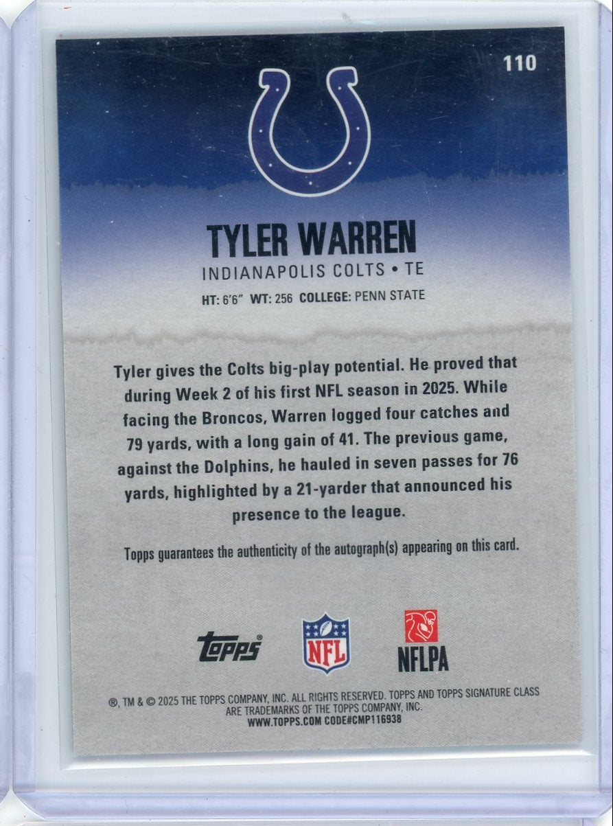 Tyler Warren 2025 Topps Signature Class Autograph