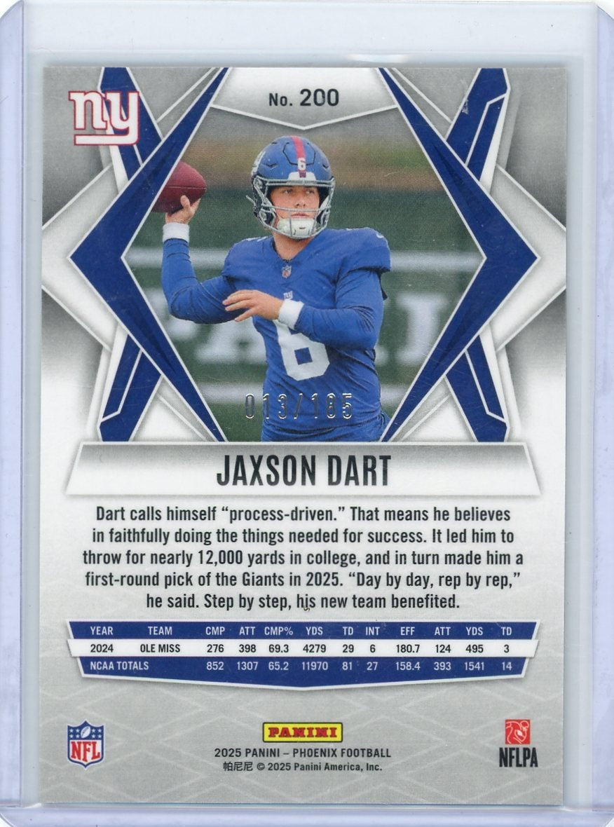 Jaxson Dart 2025 Phoenix Rookie #'d 013/185