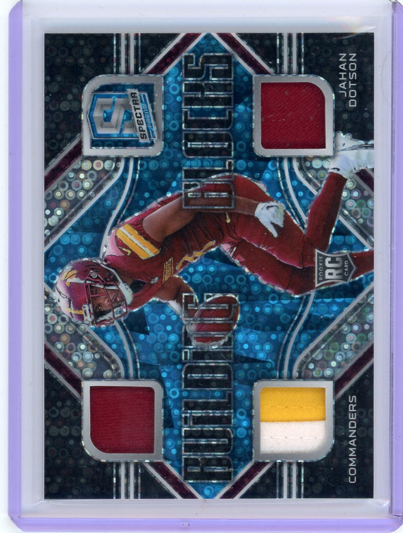 Jahan Dotson 2022 Panini Spectra Building Blocks triple relic rc 