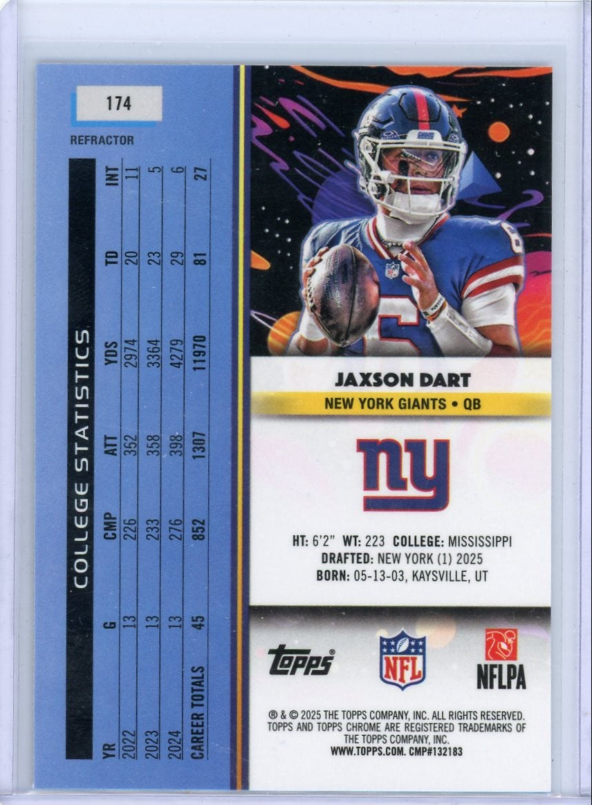 Jaxson Dart 2025 Topps Cosmic Chrome Refractor Rookie