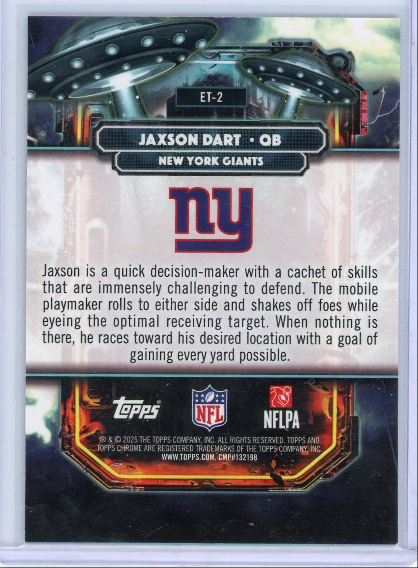 Jaxson Dart 2025 Topps Cosmic Chrome Extra Terrestrial Talent Rookie Refractor