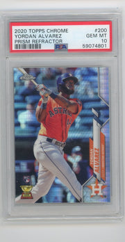 Yordan Alvarez 2020 Topps Chrome Prism Refractor rookie card PSA 10