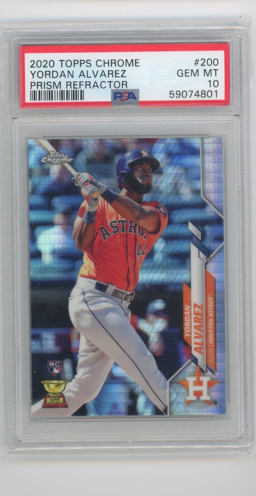 Yordan Alvarez 2020 Topps Chrome Prism Refractor rookie card PSA 10