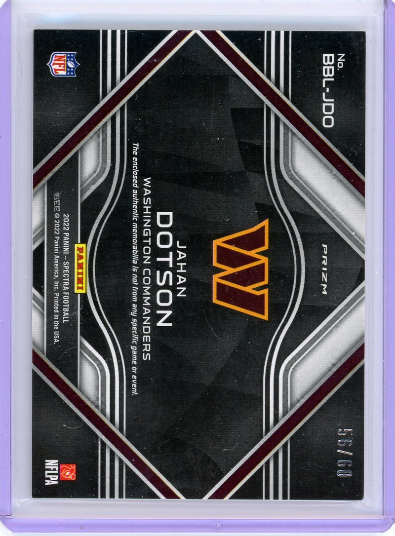 Jahan Dotson 2022 Panini Spectra Building Blocks triple relic rc 