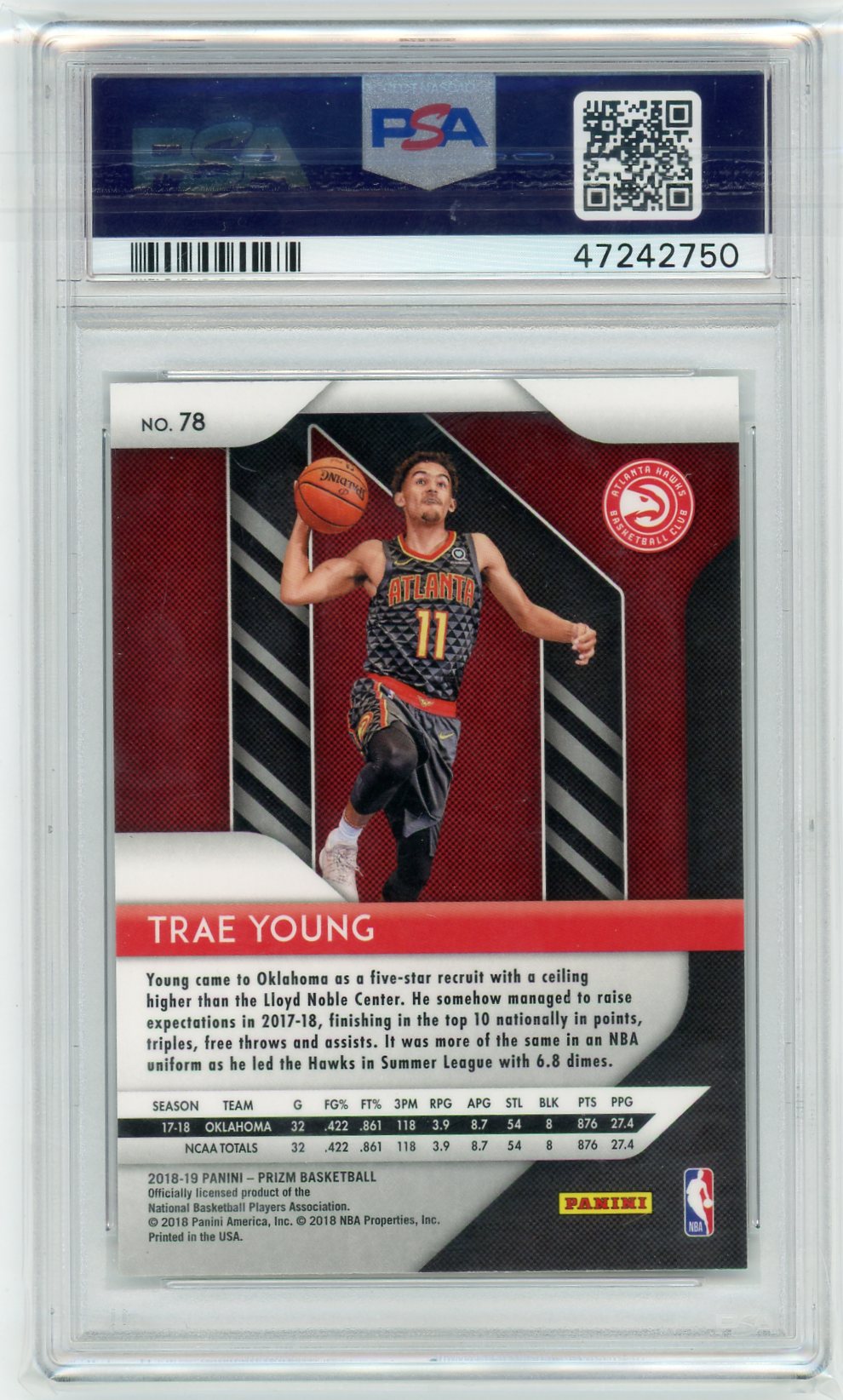 Trae Young 2018 Panini Prizm Rookie Card PSA 10