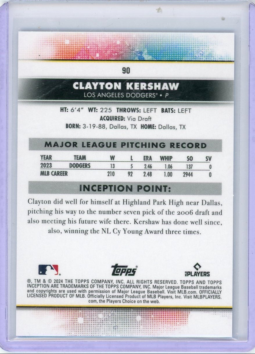 Clayton Kershaw 2024 Topps Inception Blue #'d 15/25