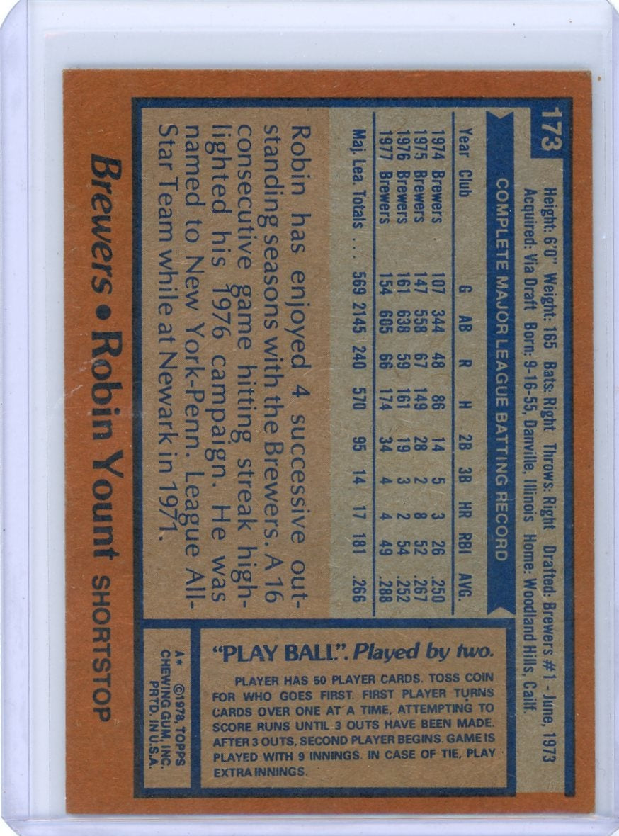 Robin Yount 1978 Topps #173