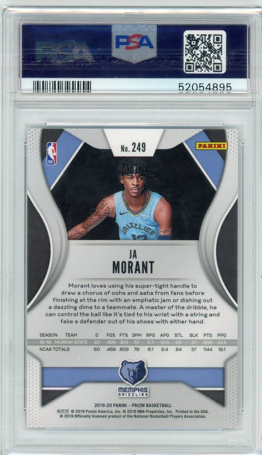 Ja Morant 2019 Panini Prizm Rookie Card PSA 10