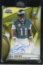 A.J. Brown 2025 Topps Chrome Black Autograph Gold #'d 17/50