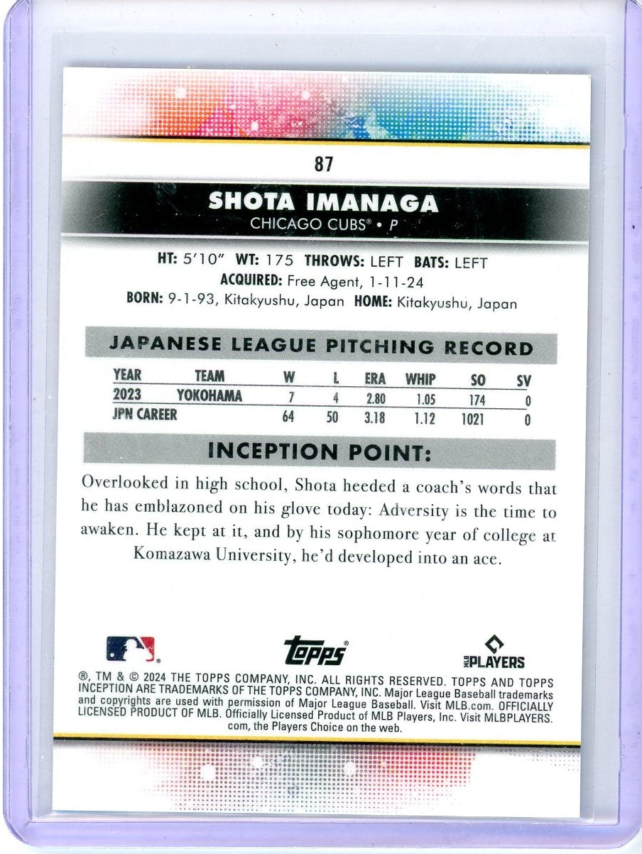 Shota Imanaga 2024 Topps Inception Blue Rookie #'d 15/25