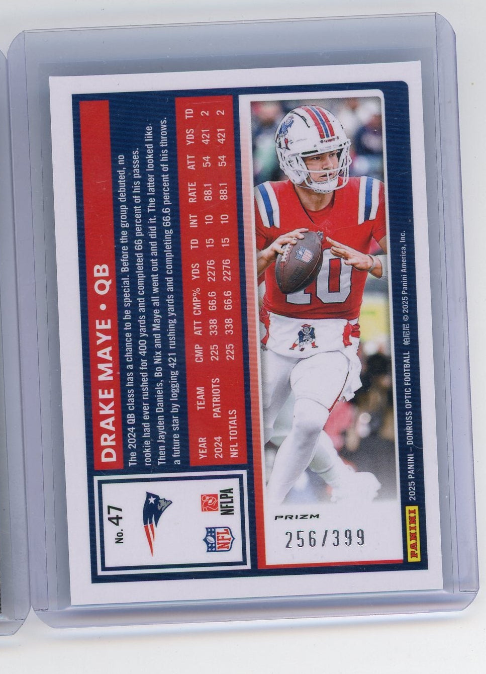 Drake Maye 2025 Panini Donruss Optic Aqua #'d 256/399