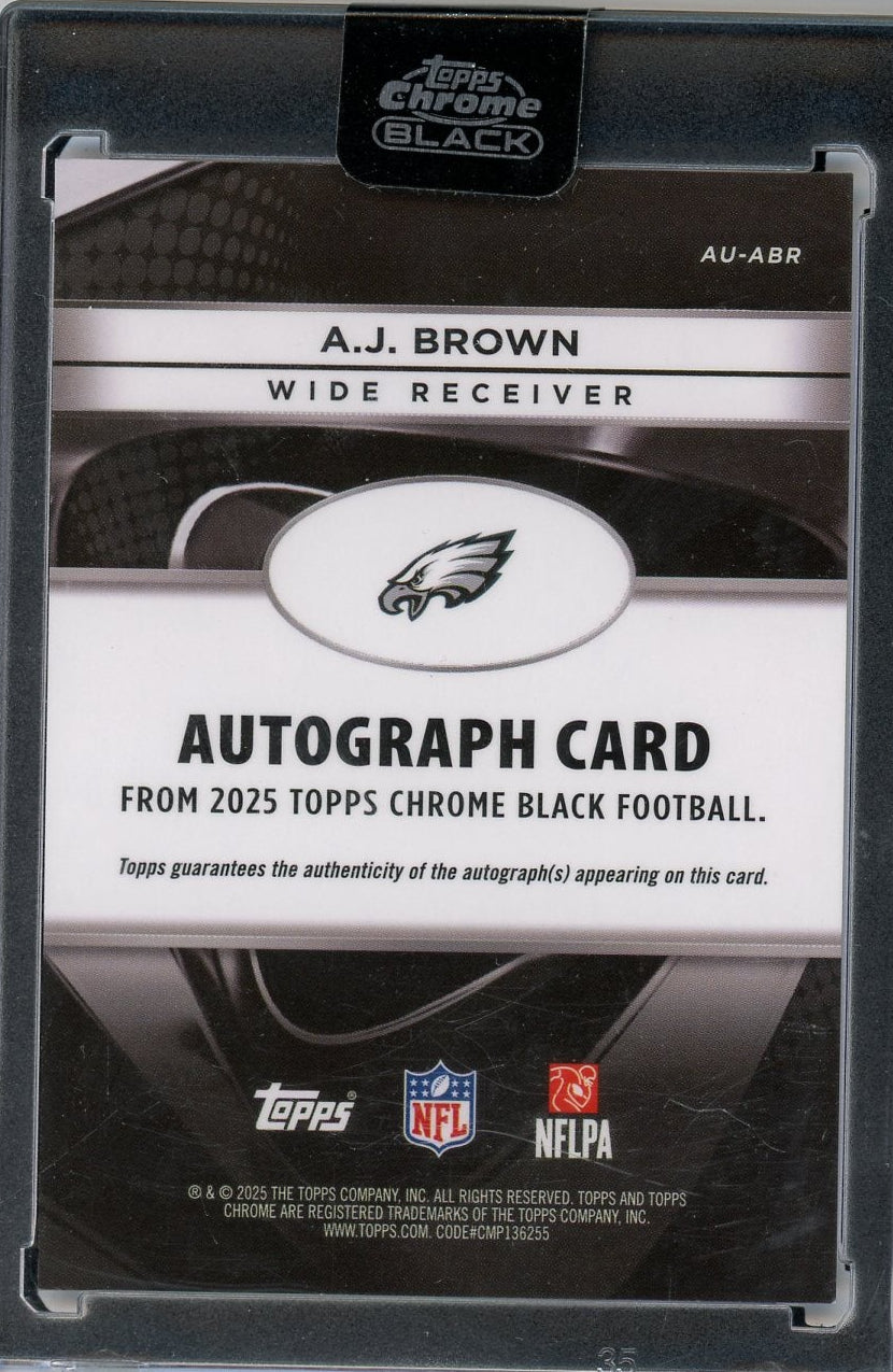 A.J. Brown 2025 Topps Chrome Black Autograph Gold #'d 17/50