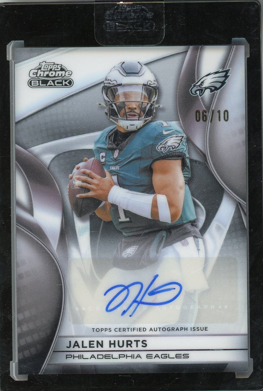 Jalen Hurts 2025 Topps Chrome Black Autograph #'d 06/10