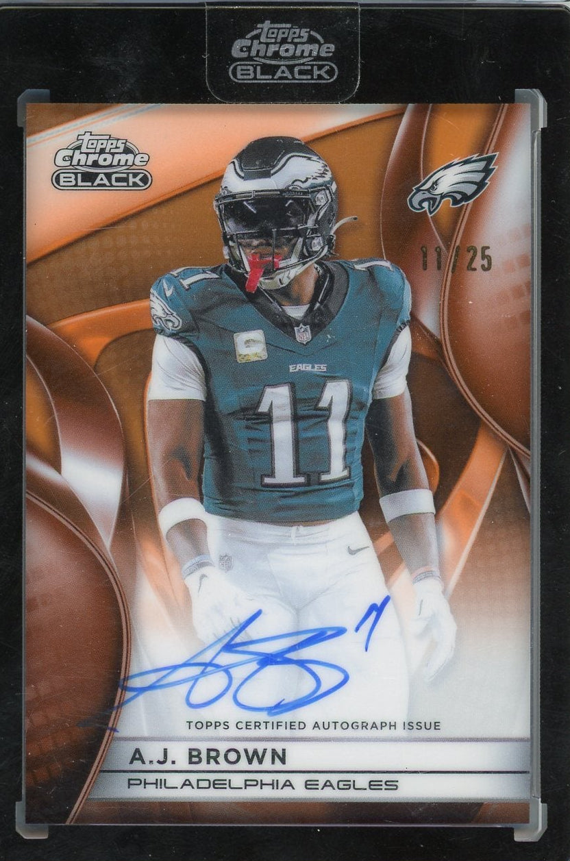 A.J. Brown 2025 Topps Chrome Black Autograph Orange #'d 11/25