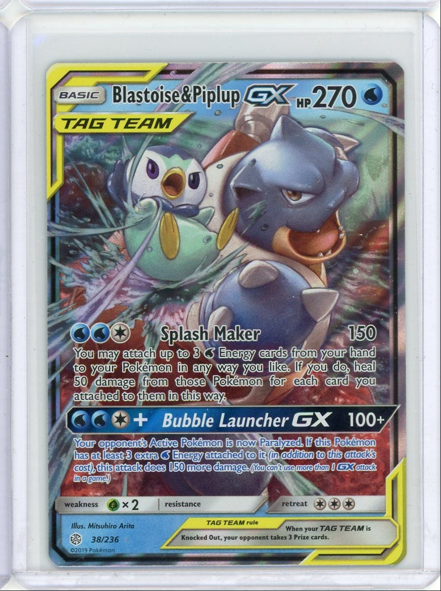 Blastoise & Piplup GX Pokémon Cosmic Eclipse Tag Team Ultra Rare #38/236