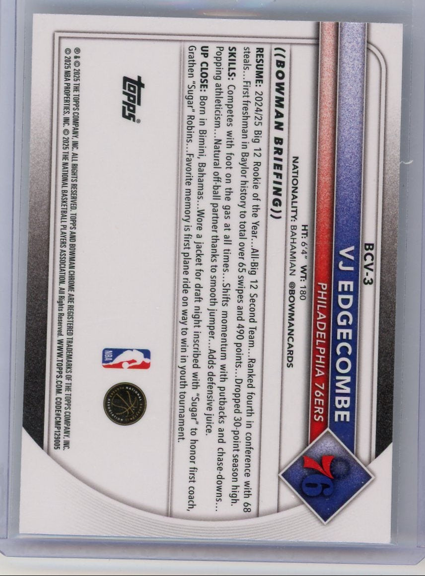 VJ Edgecombe 2025 Bowman Chrome Silver Geometric