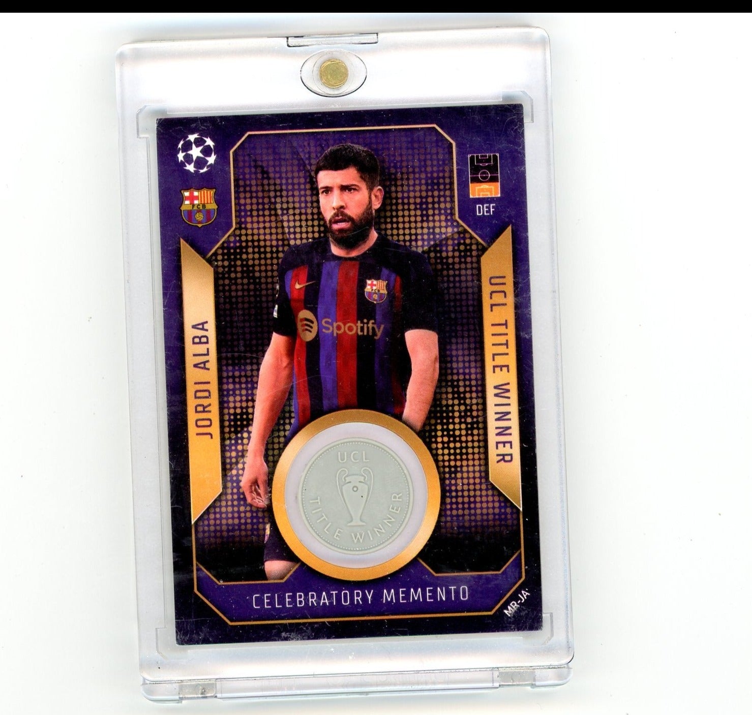 Jordi Alba 2022-23 Topps Match Attax Celebratory Memento UCL Title Winner
